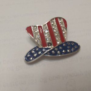 Uncle Sam's hat patriotic brooch